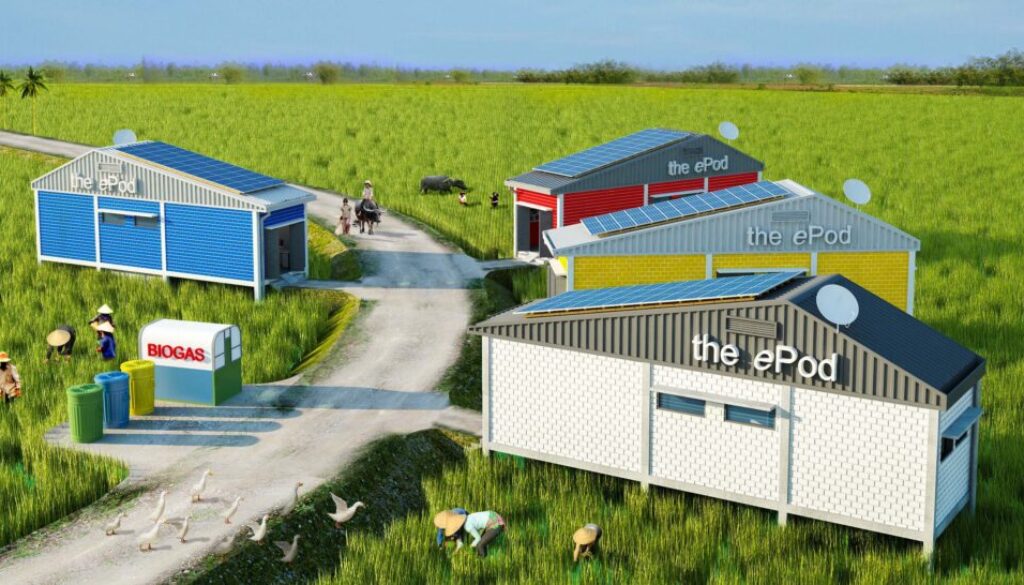 L’épod "connecté" dans le Mékong un projet de petites habitations écologiques avec du Wifi