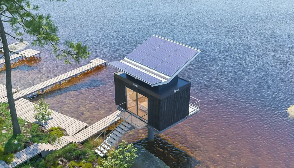 L’épod off-grid cabine autonome bas-carbone immergé dans la nature