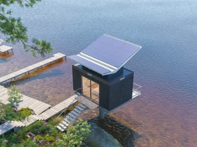 L’épod off-grid cabine autonome bas-carbone immergé dans la nature